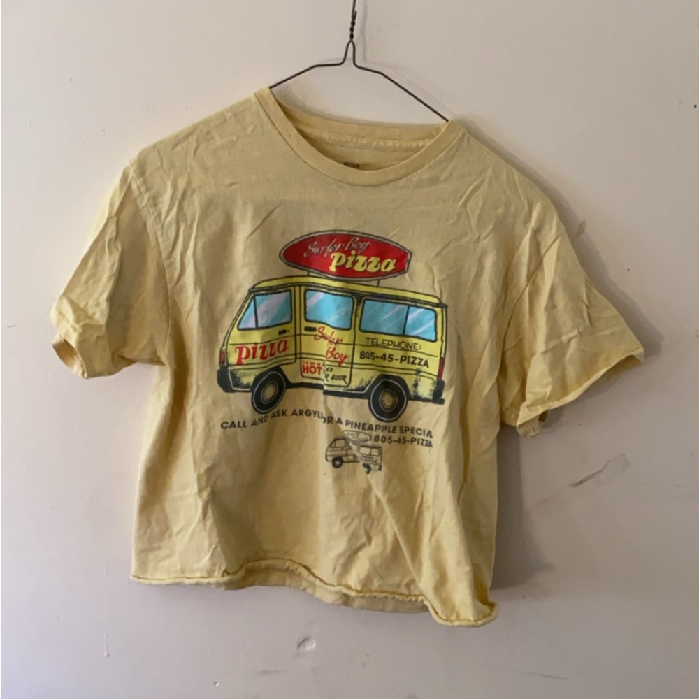 Yellow Kids Pizza Graphic T-Shirt